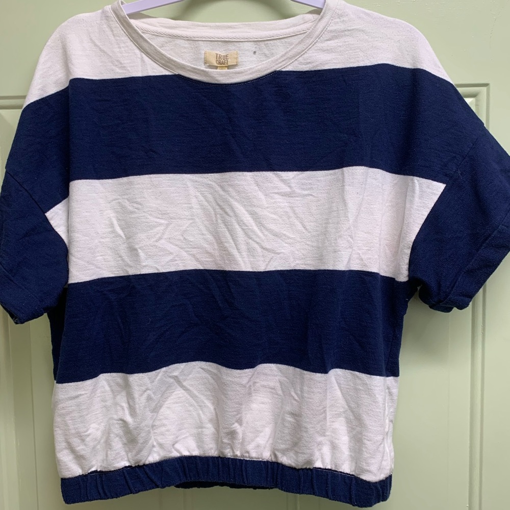 True Craft Navy and White striped tshirt